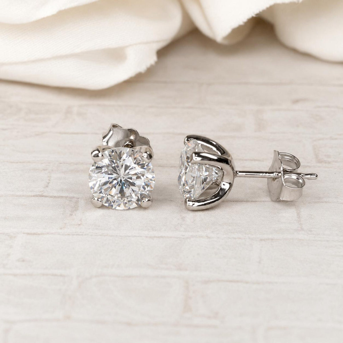 Moissanite Earrings Moissanite Diamond Stud Earrings White Gold, Gold Stud Earrings Unisex , Gold Stud Earrings, Round Shape Earrings  #7037