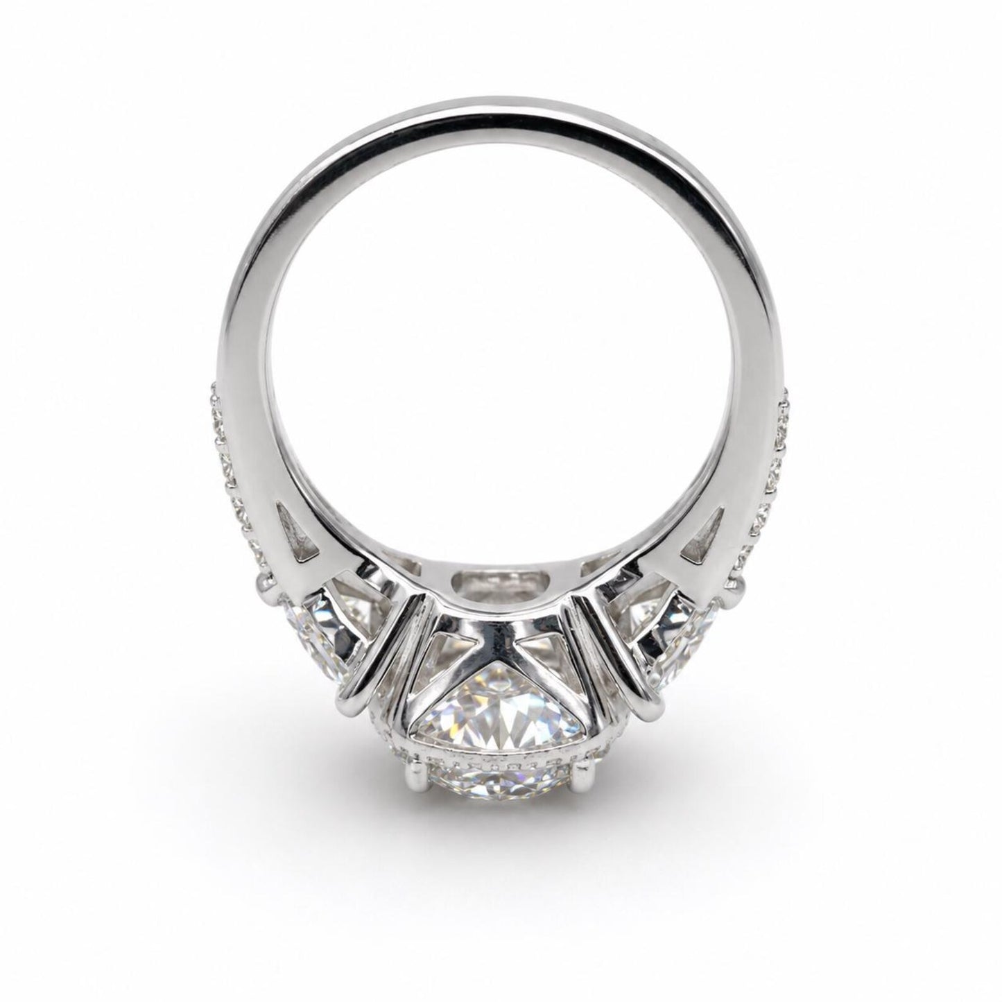 Moissanite Engagement Ring White GolD Three Stone Cushion Cut Moissanite Engagement Ring Unique Halo Wedding Anniversary Promise Rings #5272