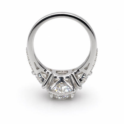 Moissanite Engagement Ring White GolD Three Stone Cushion Cut Moissanite Engagement Ring Unique Halo Wedding Anniversary Promise Rings #5272