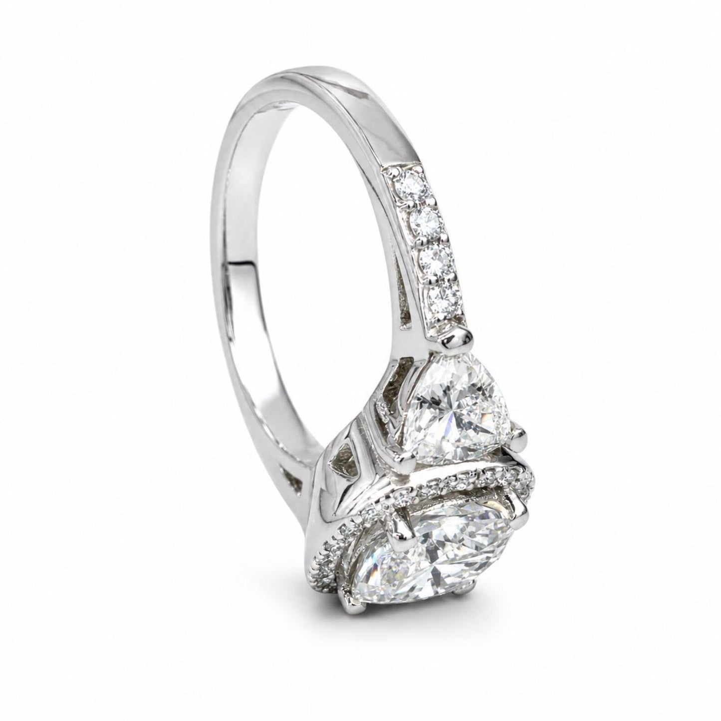 Moissanite Engagement Ring White GolD Three Stone Cushion Cut Moissanite Engagement Ring Unique Halo Wedding Anniversary Promise Rings #5272