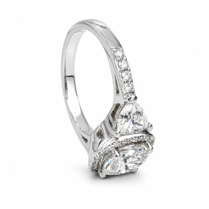 Moissanite Engagement Ring White GolD Three Stone Cushion Cut Moissanite Engagement Ring Unique Halo Wedding Anniversary Promise Rings #5272