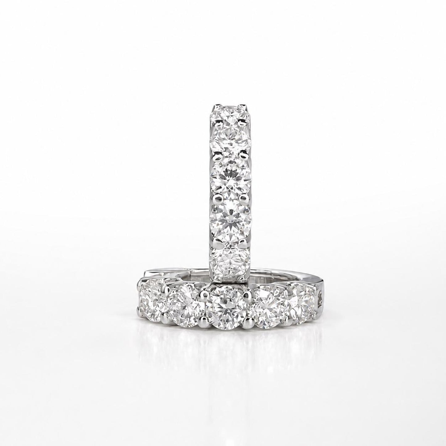 1 CTW Lab Grown Diamond Hoop Earrings 14K Solid Gold , Everyday small diamond hoops