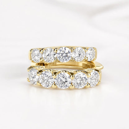 1 CTW Lab Grown Diamond Hoop Earrings 14K Solid Gold , Everyday small diamond hoops