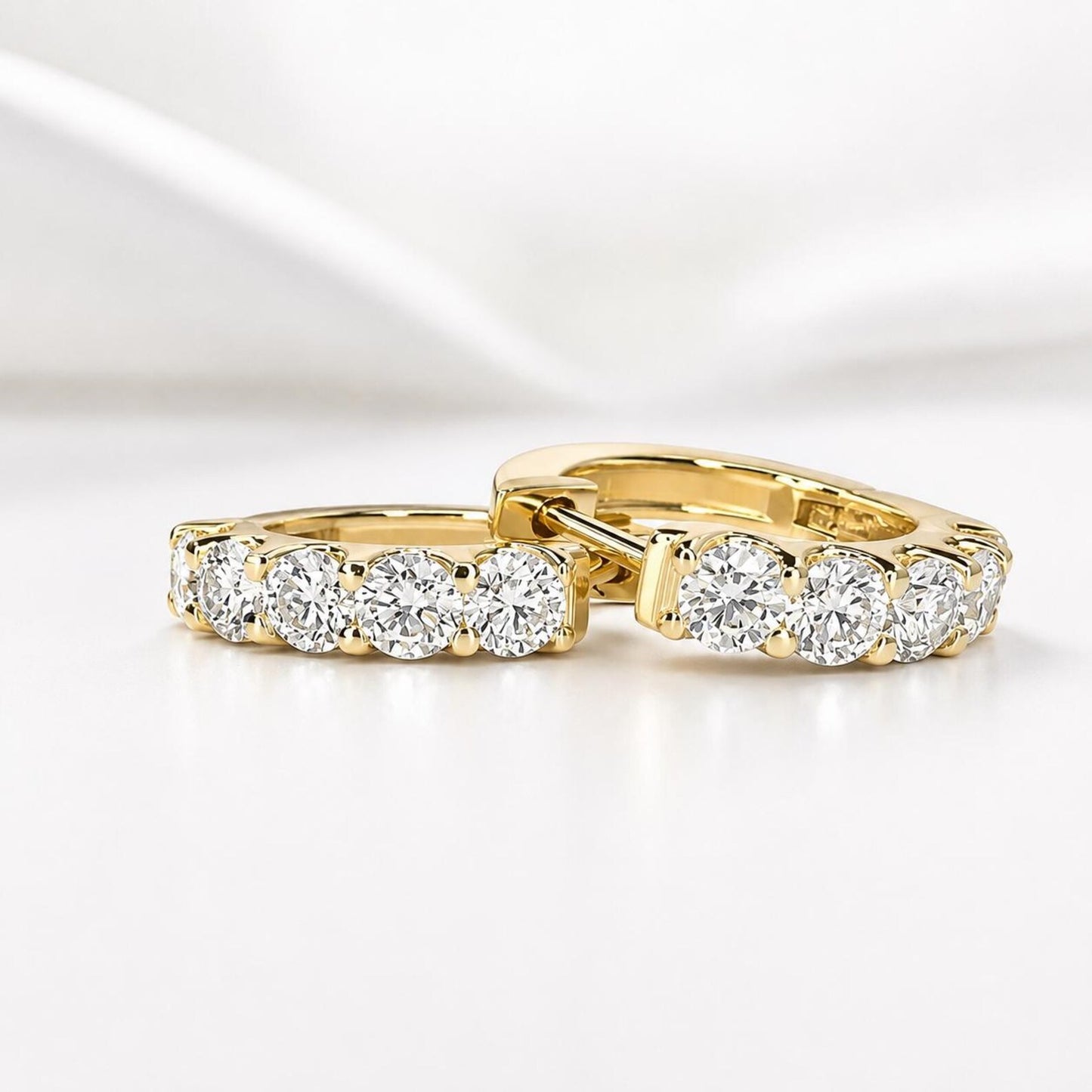 1 CTW Lab Grown Diamond Hoop Earrings 14K Solid Gold , Everyday small diamond hoops