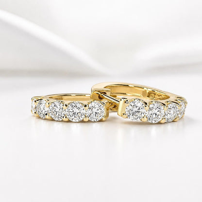 1 CTW Lab Grown Diamond Hoop Earrings 14K Solid Gold , Everyday small diamond hoops