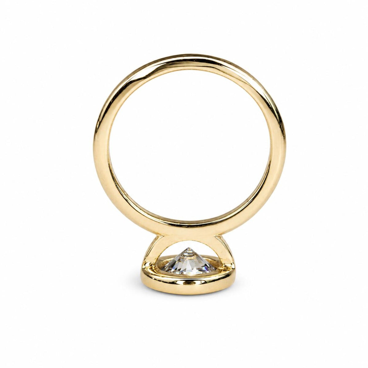 Moissanite Round Bezel Set Engagement Ring, Round Moissanite Solitaire Engagement Ring, 14k Gold Moissanite Bezel Set Wedding Ring, #6950