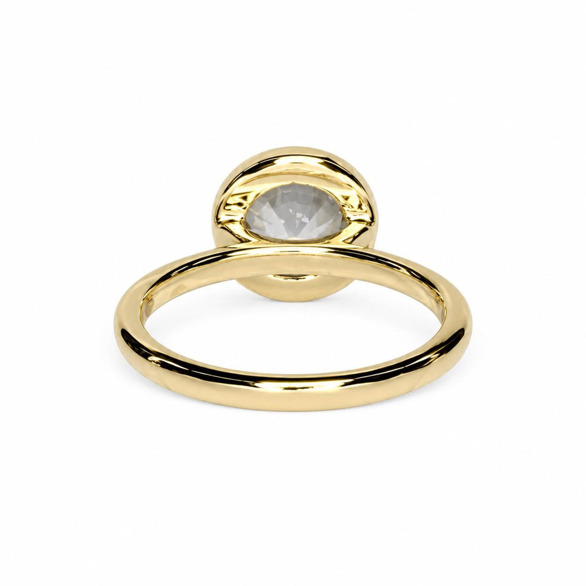 Moissanite Round Bezel Set Engagement Ring, Round Moissanite Solitaire Engagement Ring, 14k Gold Moissanite Bezel Set Wedding Ring, #6950