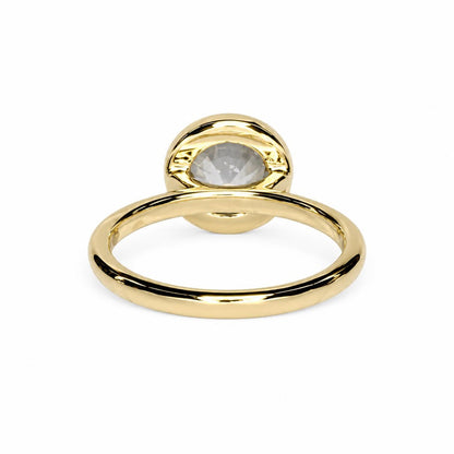 Moissanite Round Bezel Set Engagement Ring, Round Moissanite Solitaire Engagement Ring, 14k Gold Moissanite Bezel Set Wedding Ring, #6950