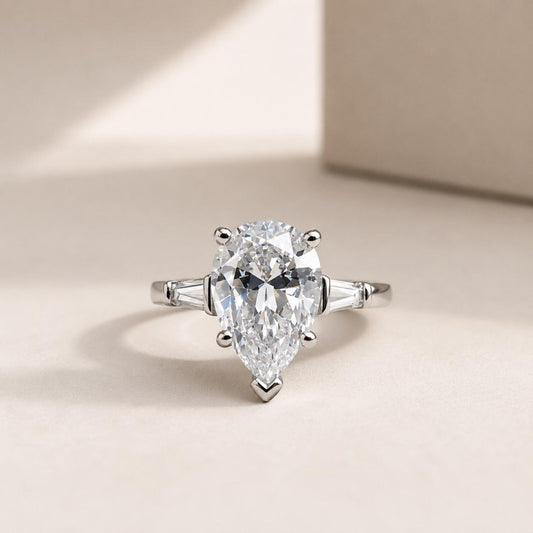 Pear Moissanite Engagement Ring, Moissanite Solitaire Engagement Ring, Wedding Rings For Women, 14K Gold Ring, Simple Ring, Ladies Ring 6676