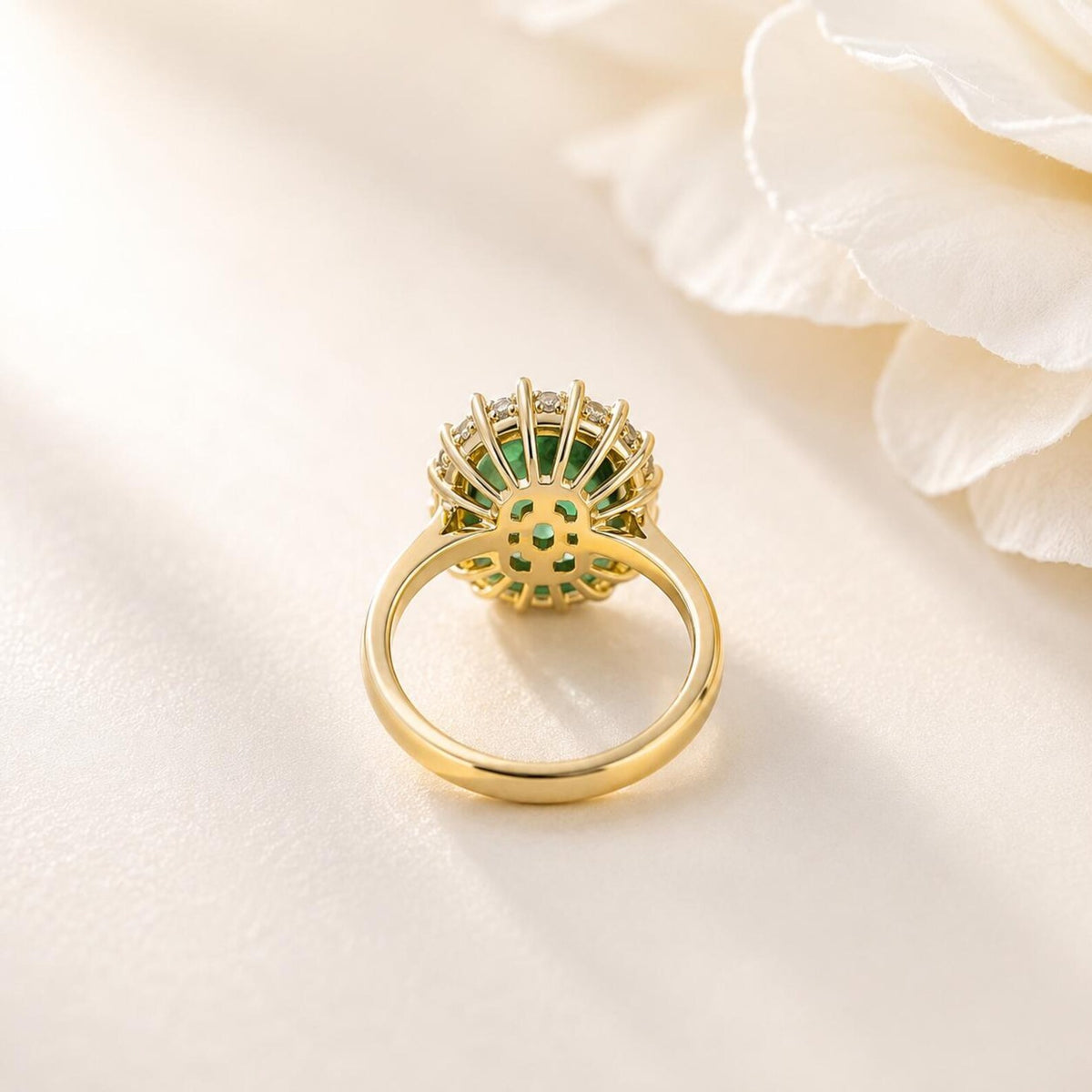Emerald Cut Emerald Engagement Ring, Moissanite Halo, May Birthstone #8804