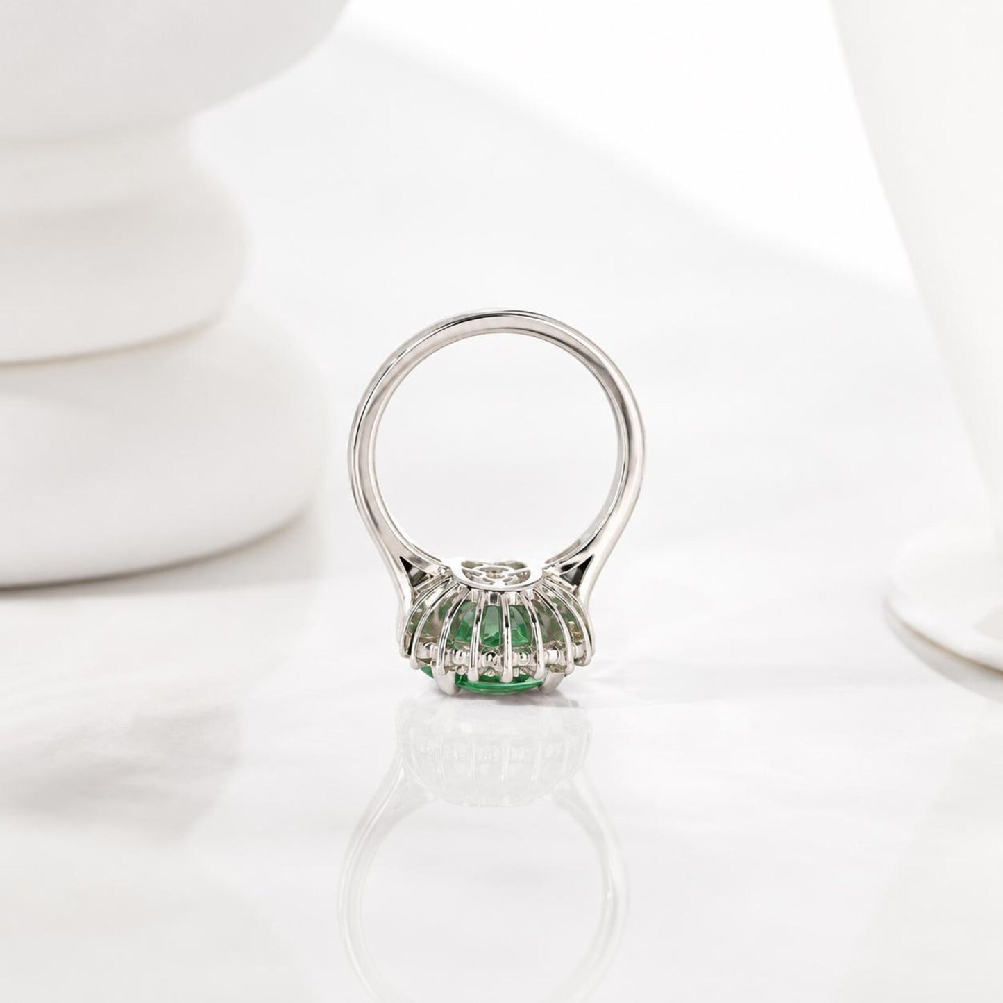 Green Paraiba Elongated Cushion Cut and Moissanite Halo Engagement Ring White Gold  Unique Vintage Anniversary Promise Wedding Rings   #7405