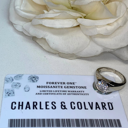 Men's Moissanite Wedding Band 14k Solid Gold Ring,  #7166 Men's Moissanite Asscher  Bezel Ring,  Men's Moissanite Solitaire Engagement Ring