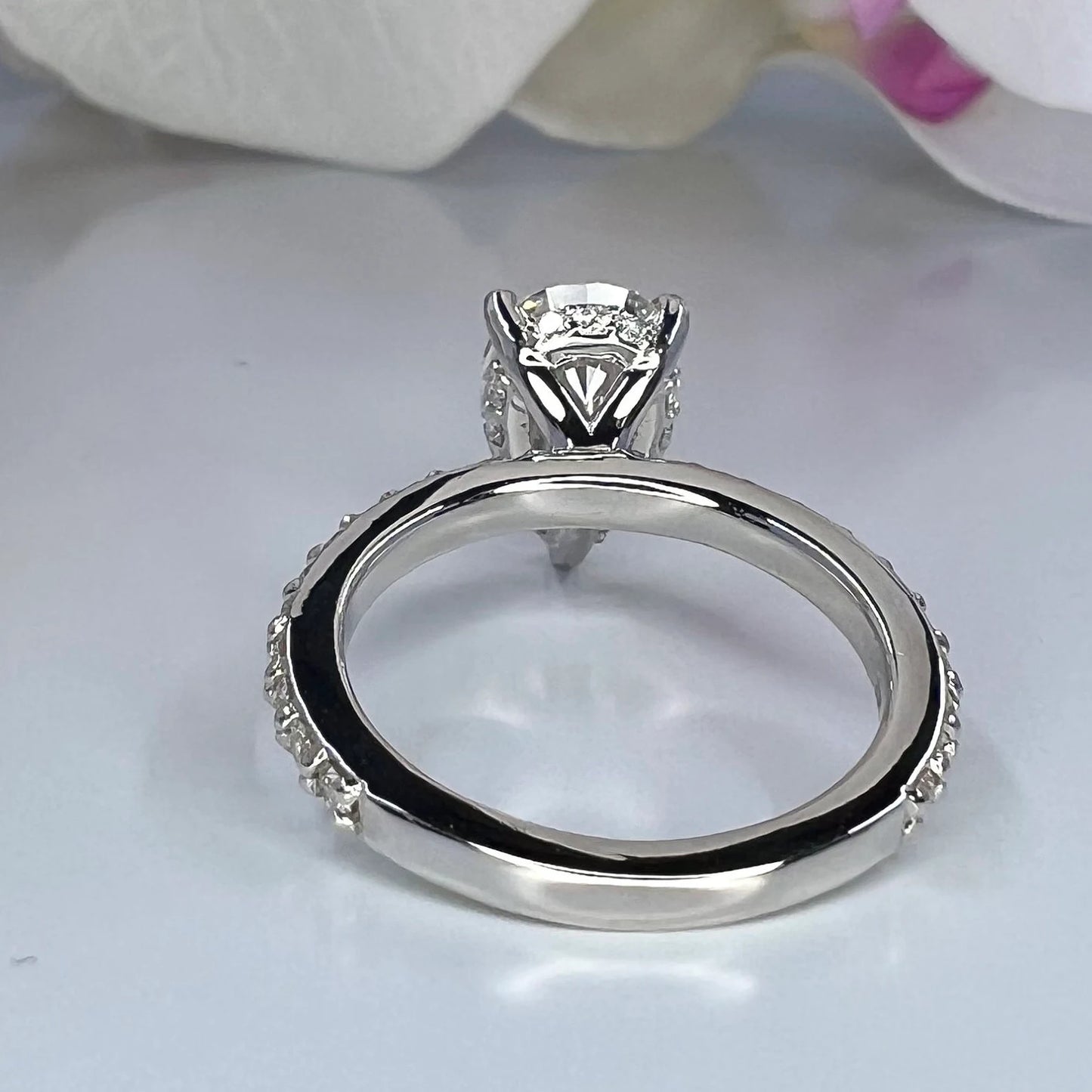 2.50 Carat Pear Lab Grown Diamond Engagement Ring 14k Gold Hidden Halo, IGI Certified #7985