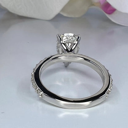 2.50 Carat Pear Lab Grown Diamond Engagement Ring 14k Gold Hidden Halo, IGI Certified #7985