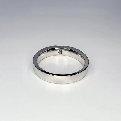 Mens Moissanite and Blue Sapphire Wedding Band 14K Solid Gold Mens White Gold Wedding Band, Wide Wedding Band, Blue Sapphire Mens Band #8183