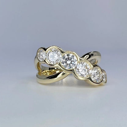 1.25ctw Lab Grown Diamond Cluster Ring 14K Yellow/White Gold , Lab Created Diamond Engagement Ring#8290