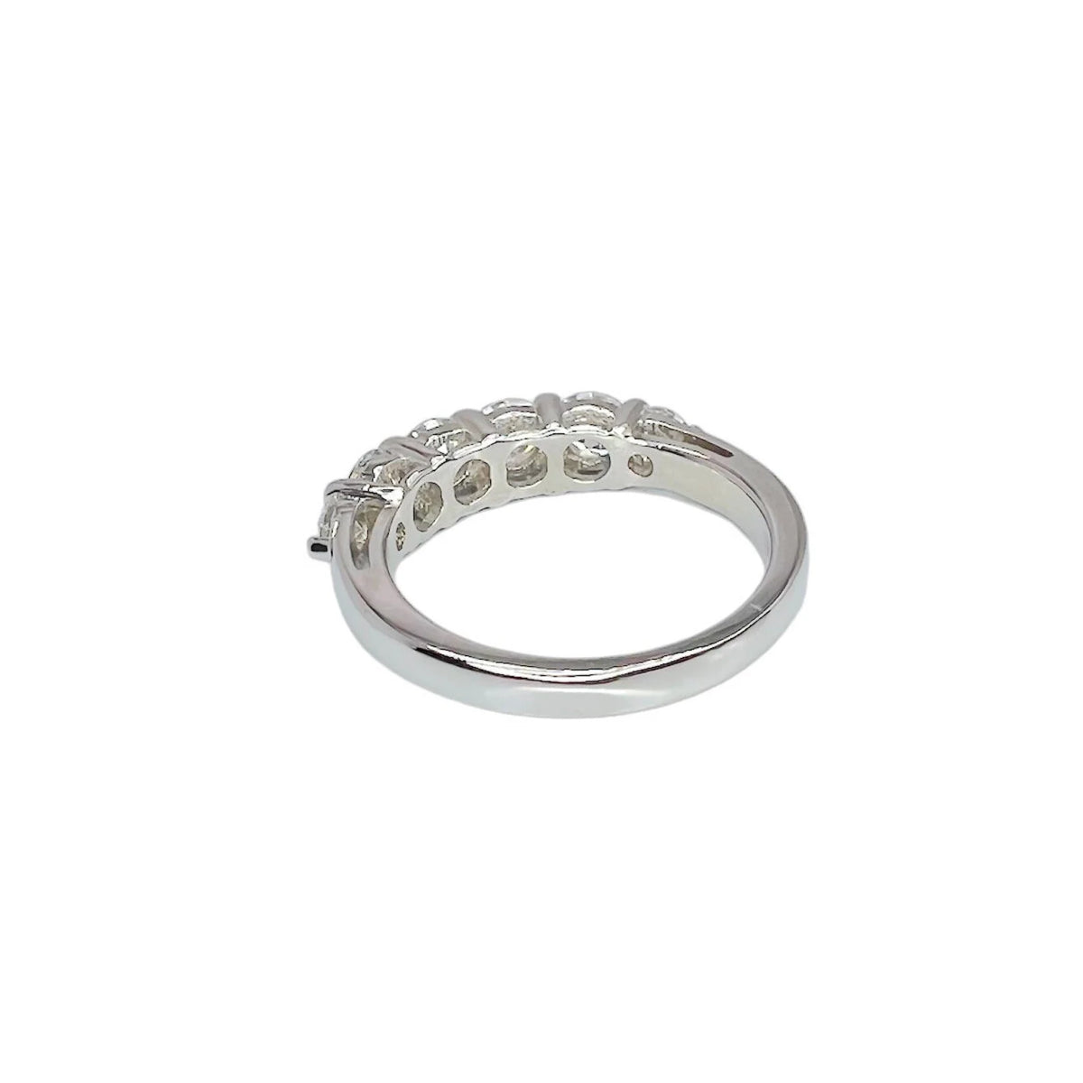 Moissanite Straight Wedding Band White Gold, Half Eternity Stacking Matching Band, 6 Stone Half Eternity Band Anniversary Bridal Ring, #7493