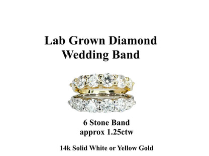 1.25 CTW Lab Diamond Wedding Band 14K Solid Gold , Stacking Lab Created Diamond Ring #8336