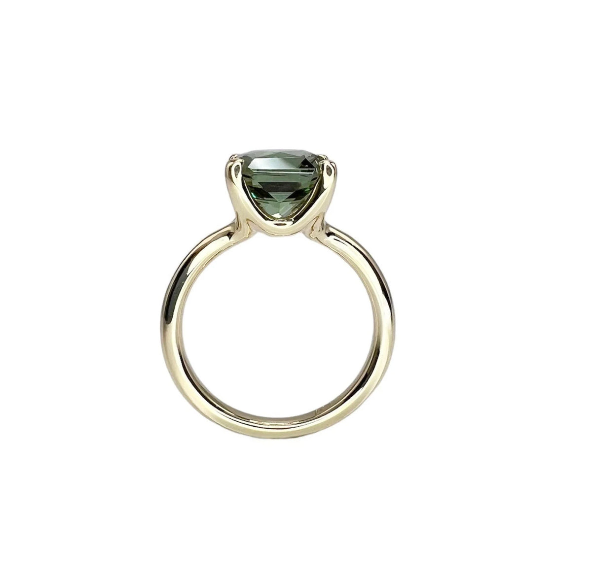 Olive Green Sapphire Engagement Ring 14k White Gold Radiant Cut Olive Green Sapphire Engagement Ring Radiant Shaped Sapphire Solitaire #7332