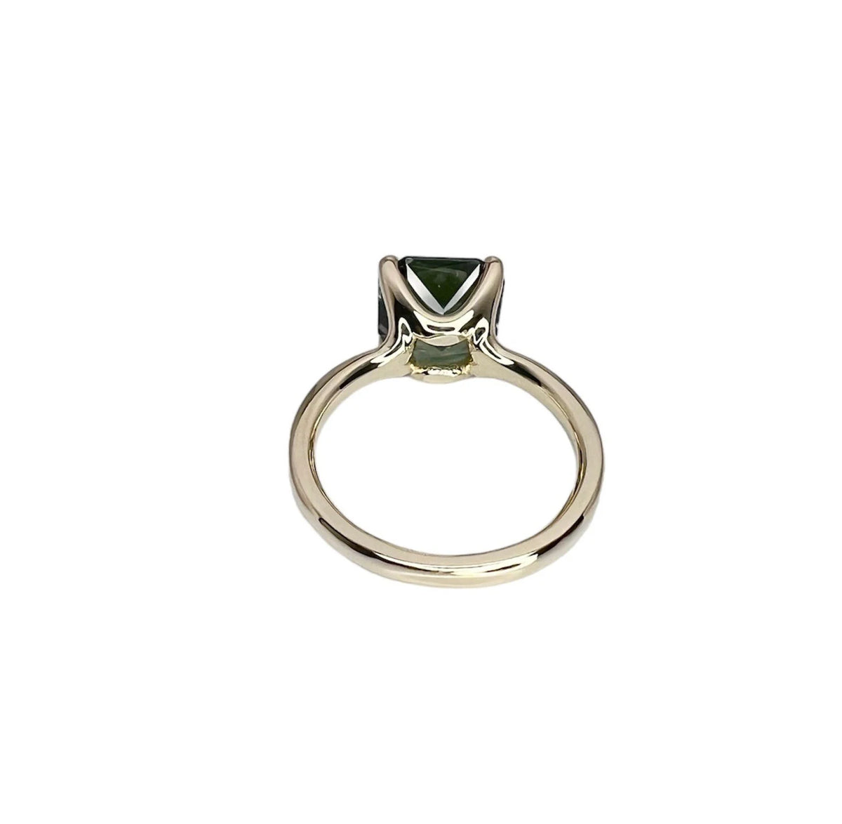 Olive Green Sapphire Engagement Ring 14k White Gold Radiant Cut Olive Green Sapphire Engagement Ring Radiant Shaped Sapphire Solitaire #7332