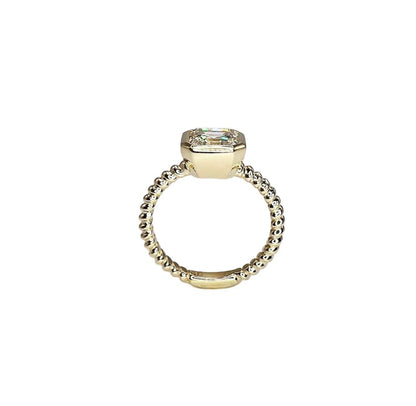Lab Grown Diamond Ring - 2 Carat Asscher Cut Bezel Set Solitaire 14K Solid Gold