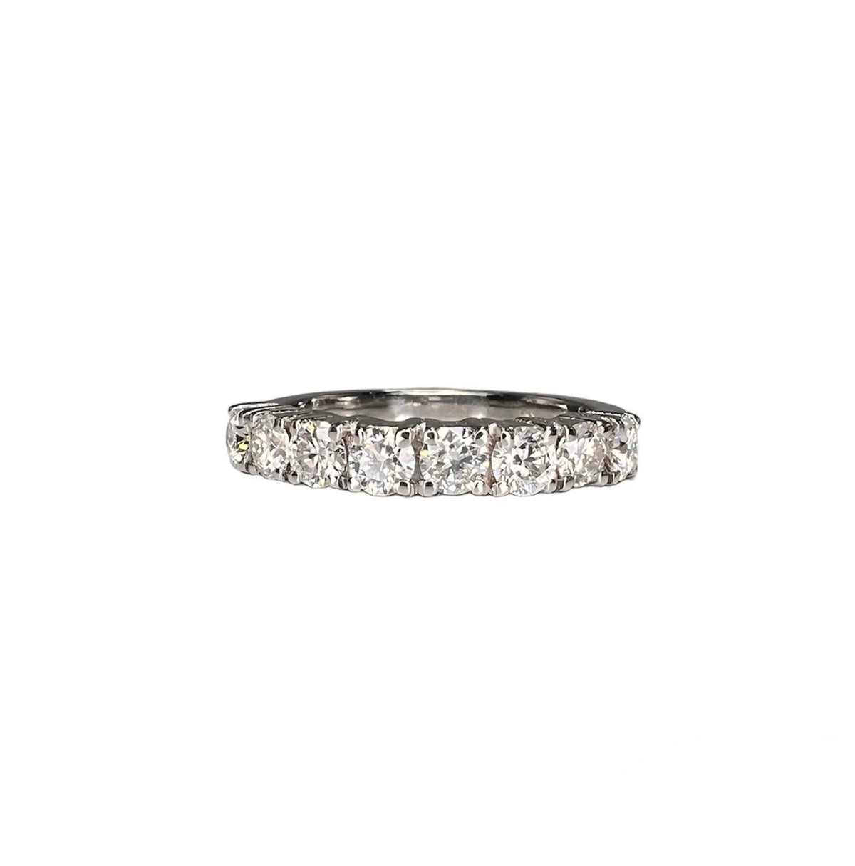 Round cut Moissanite half eternity matching wedding band 14K solid gold, stacking moissanite bridal band, dainty wedding band ladies,  #5146