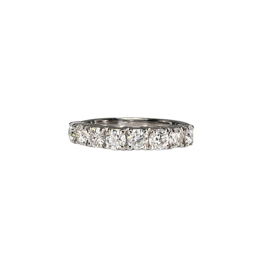 Round cut Moissanite half eternity matching wedding band 14K solid gold, stacking moissanite bridal band, dainty wedding band ladies,  #5146