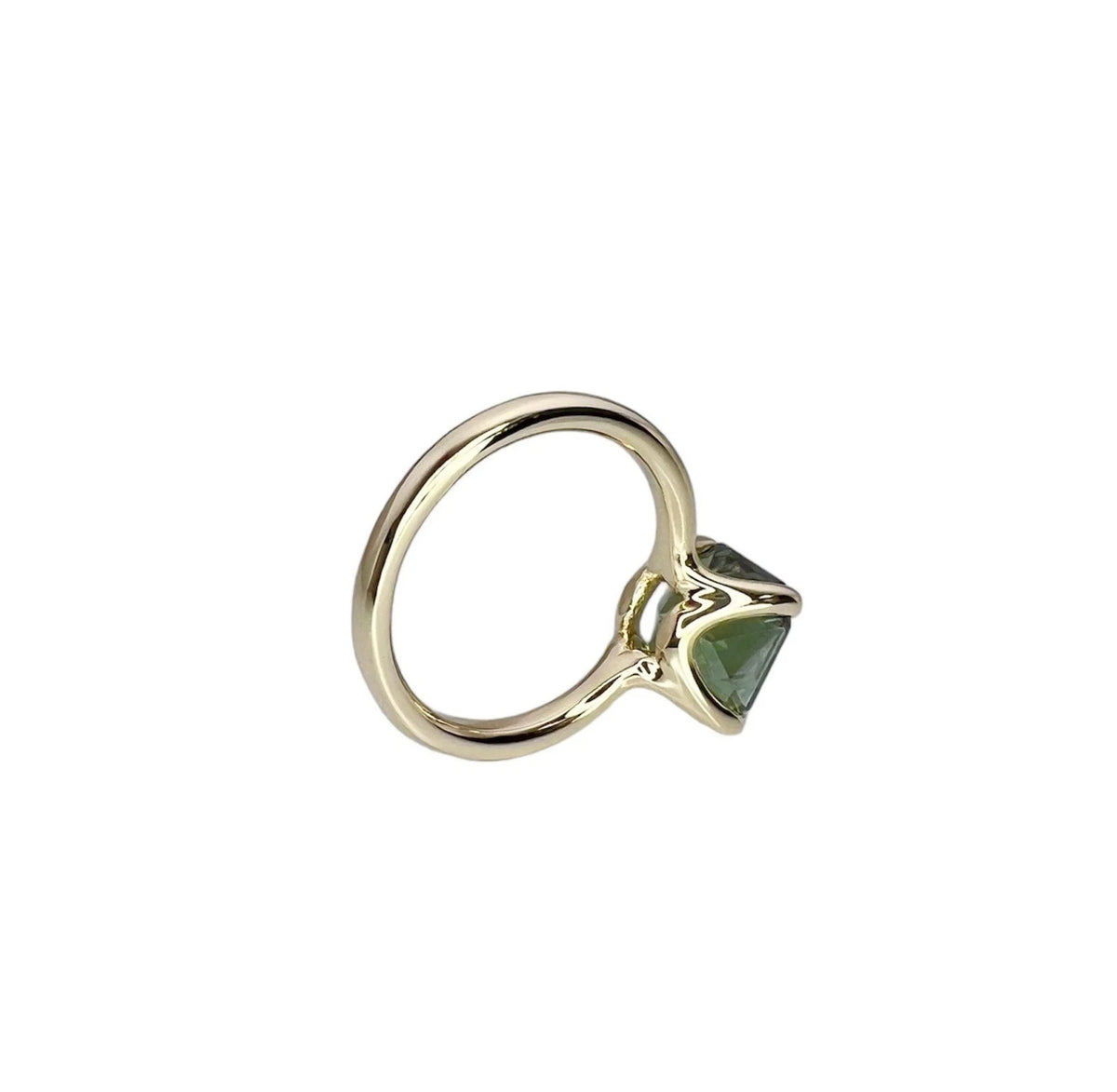 Olive Green Sapphire Engagement Ring 14k White Gold Radiant Cut Olive Green Sapphire Engagement Ring Radiant Shaped Sapphire Solitaire #7332
