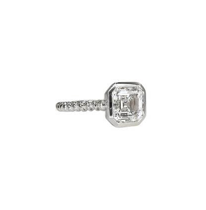 Lab Grown Diamond Ring - 2 Carat Asscher Cut Bezel Set Solitaire 14K Solid Gold