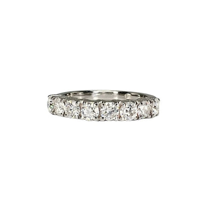 Round cut Moissanite half eternity matching wedding band 14K solid gold, stacking moissanite bridal band, dainty wedding band ladies,  #5146