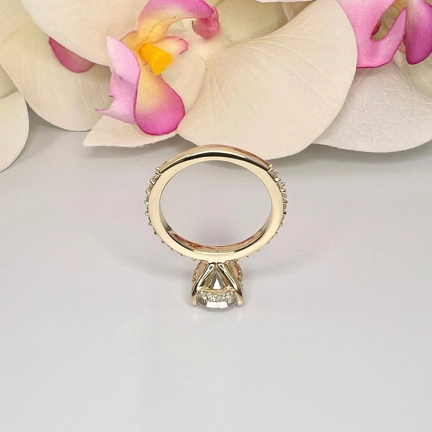 2.50 Carat Pear Lab Grown Diamond Engagement Ring 14k Gold Hidden Halo, IGI Certified #7985