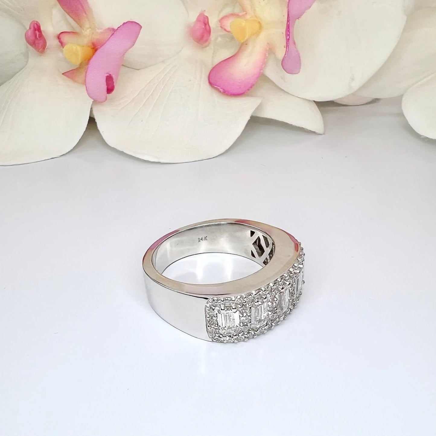2.70 CTW Lab Grown Diamond Mens Wedding Band 14K Solid Gold #8492