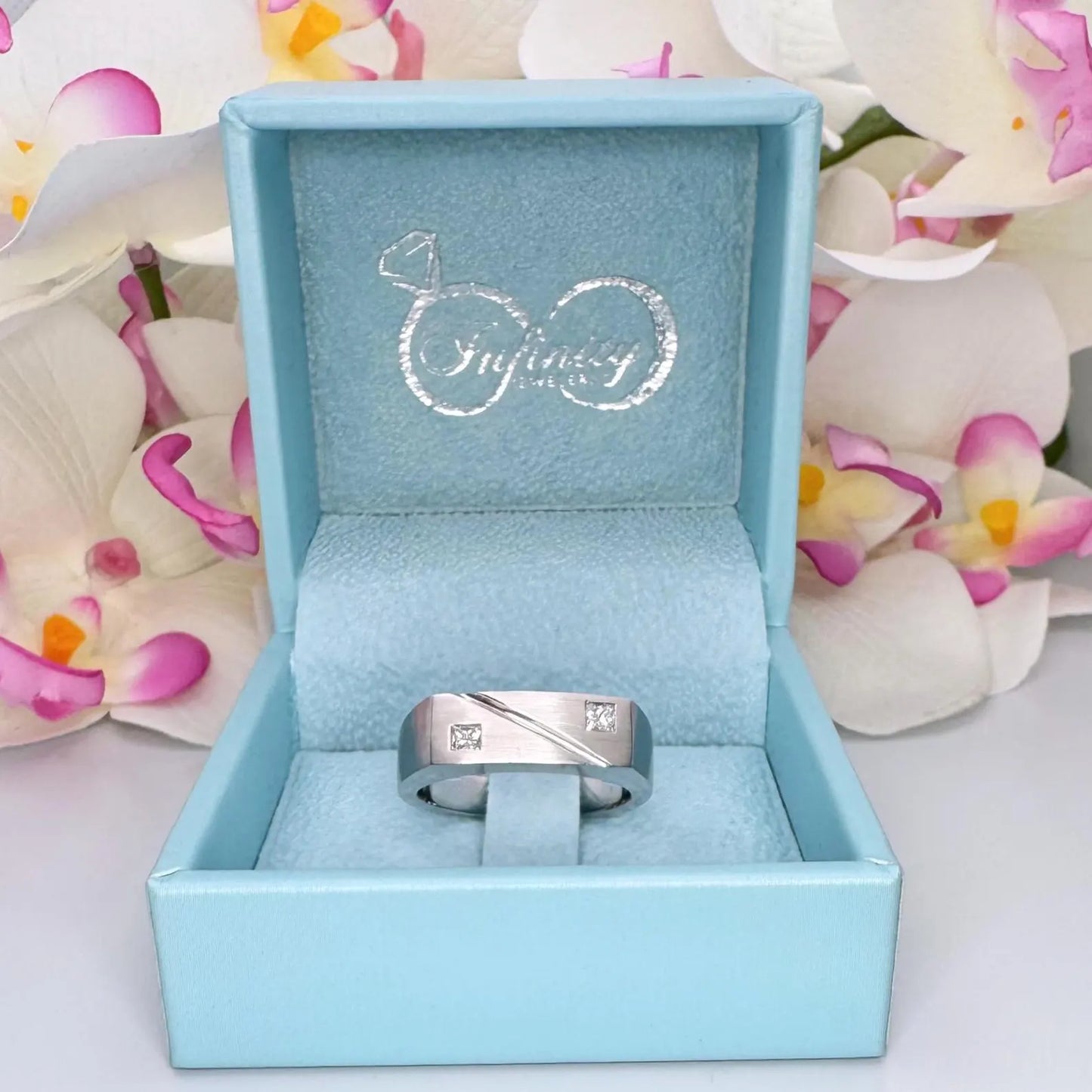 Men's Ring / Princess Cut Ring / Natural Dimond Ring / Gift Ideas For Him / 14k White Gold / #633