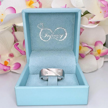 Men's Ring / Princess Cut Ring / Natural Dimond Ring / Gift Ideas For Him / 14k White Gold / #633