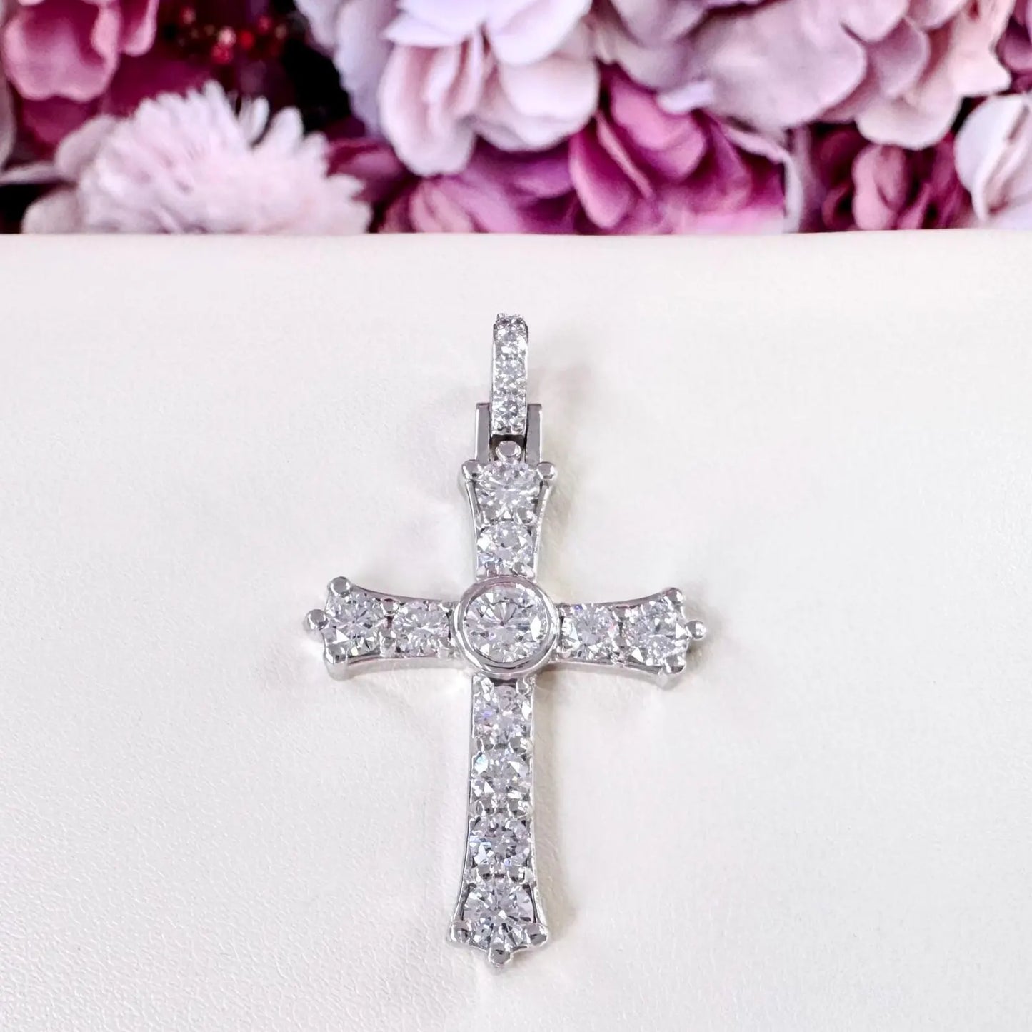 14K Gold Mens Diamond Cross Necklace,  Religious Jewelry