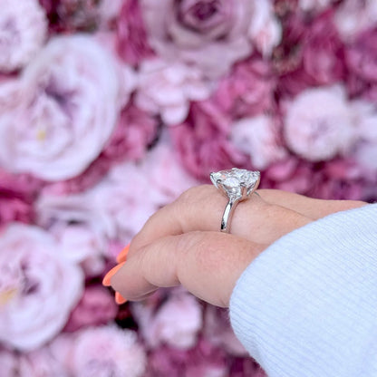 4.00CTW Large Pear Shaped Lab Grown Diamond Solitaire Engagement Ring 14K Gold, 5 Prong Pear Cut Wedding Ring, IGI Certified Diamond, #8748