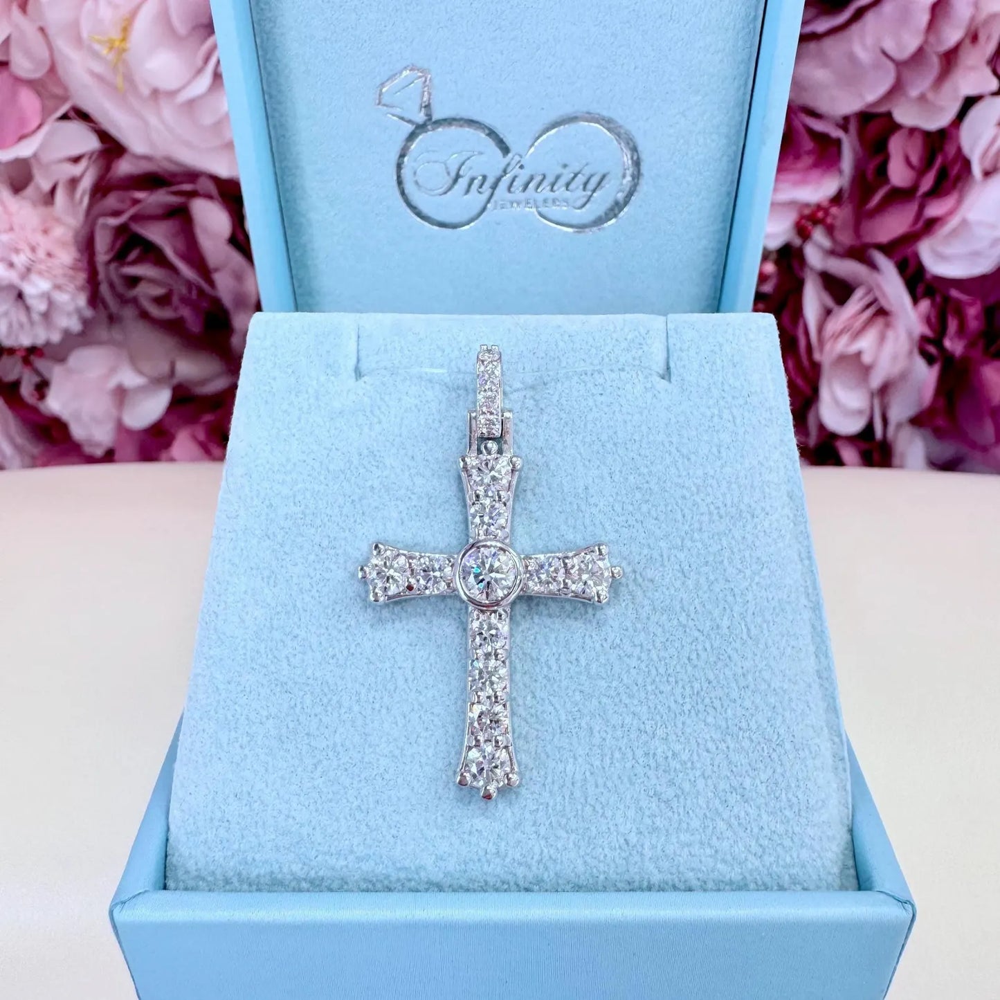14K Gold Mens Diamond Cross Necklace,  Religious Jewelry