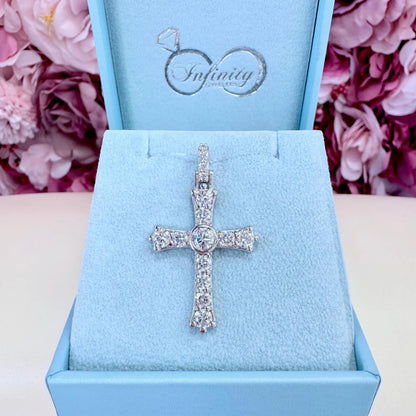 14K Gold Mens Diamond Cross Necklace,  Religious Jewelry
