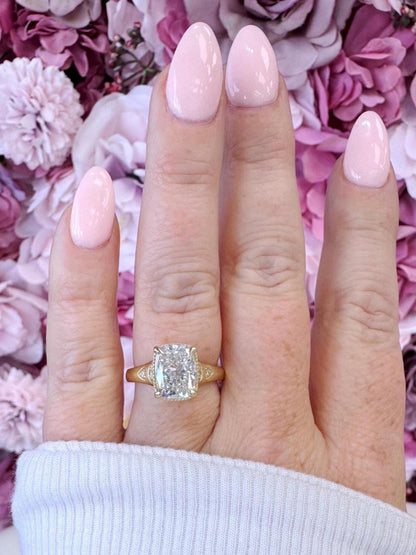14k Gold Cushion Lab Grown Diamond Bezel Engagement Ring – IGI Certified, Custom Size, Modern Minimal #8796