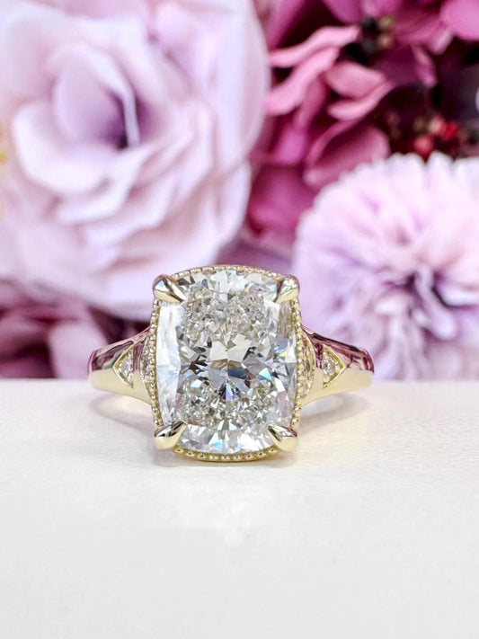14k Gold Cushion Lab Grown Diamond Bezel Engagement Ring – IGI Certified, Custom Size, Modern Minimal #8796