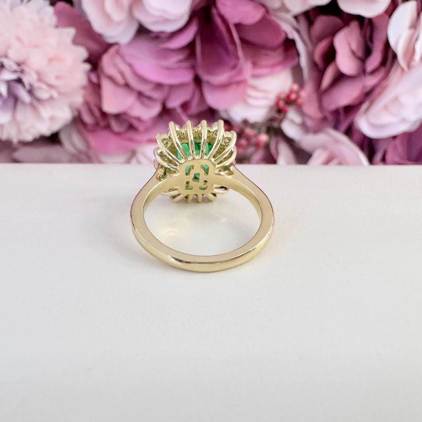 Emerald Cut Emerald Engagement Ring, Moissanite Halo, May Birthstone #8804