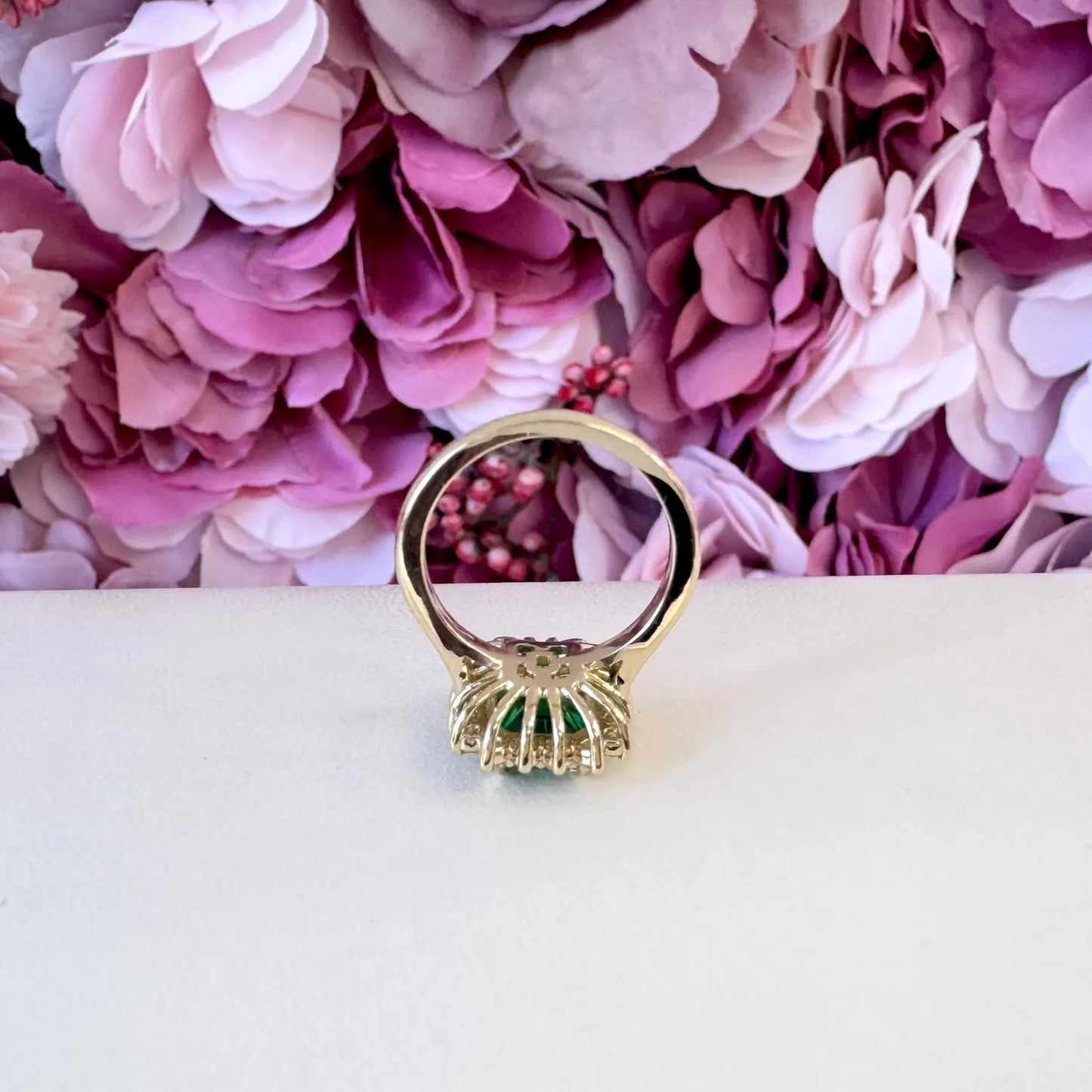 Emerald Cut Emerald Engagement Ring, Moissanite Halo, May Birthstone #8804
