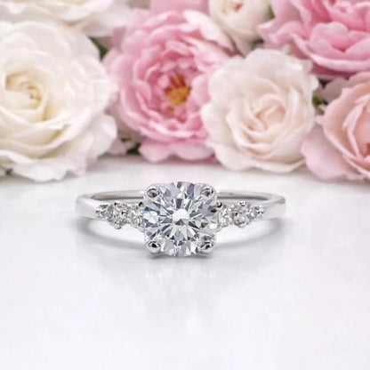 0.50 CT Dainty Round Lab Grown Diamond Promise Ring, Diamond Engagement Ring for Women, Ring in 14K Yellow White Gold #8850