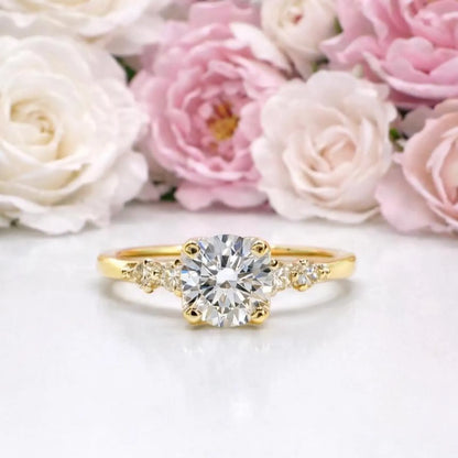 0.50 CT Dainty Round Lab Grown Diamond Promise Ring, Diamond Engagement Ring for Women, Ring in 14K Yellow White Gold #8850