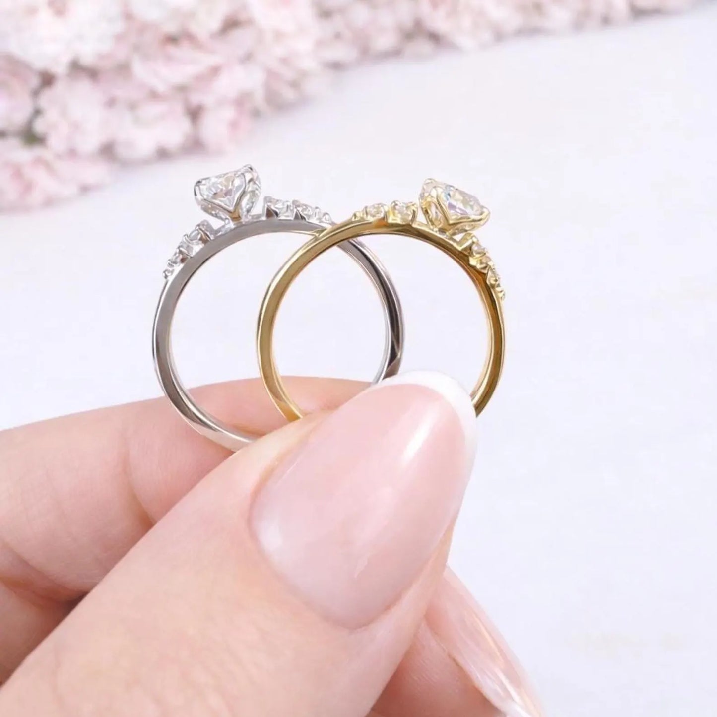 0.50 CT Dainty Round Lab Grown Diamond Promise Ring, Diamond Engagement Ring for Women, Ring in 14K Yellow White Gold #8850