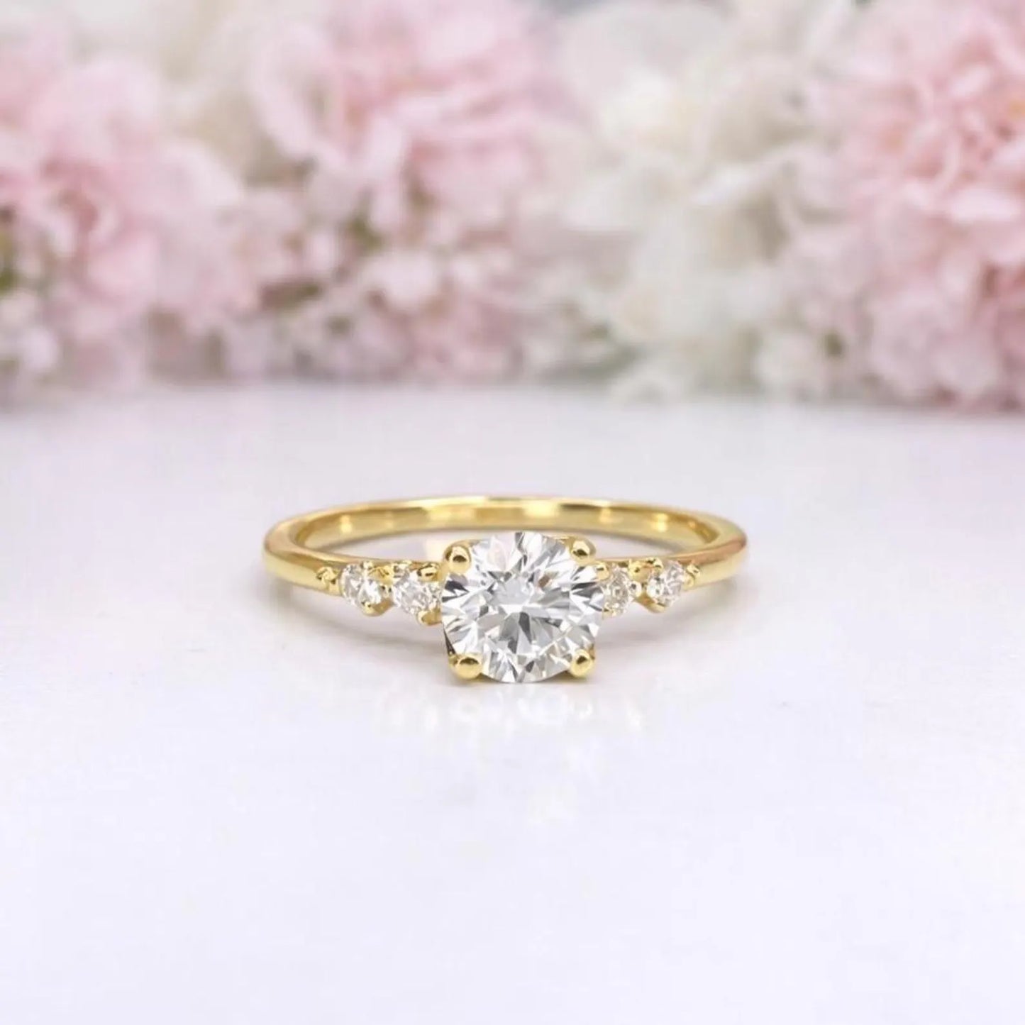 0.50 CT Dainty Round Lab Grown Diamond Promise Ring, Diamond Engagement Ring for Women, Ring in 14K Yellow White Gold #8850