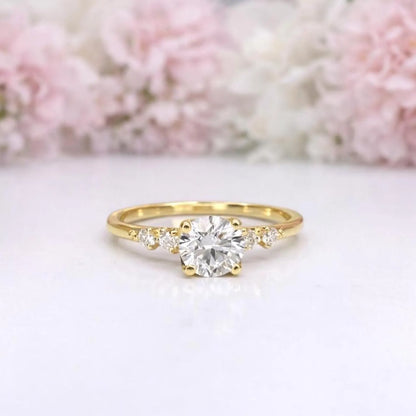 0.50 CT Dainty Round Lab Grown Diamond Promise Ring, Diamond Engagement Ring for Women, Ring in 14K Yellow White Gold #8850