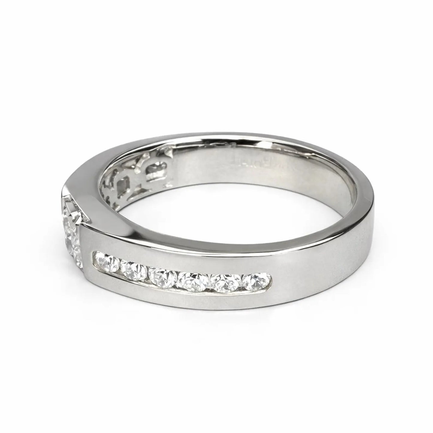 Mens Radiant Cut Moissanite Wedding Band White Gold, Classic Mans Wedding Band Comfort Fit, Mens Wedding Band White Gold Promise Ring, #7649