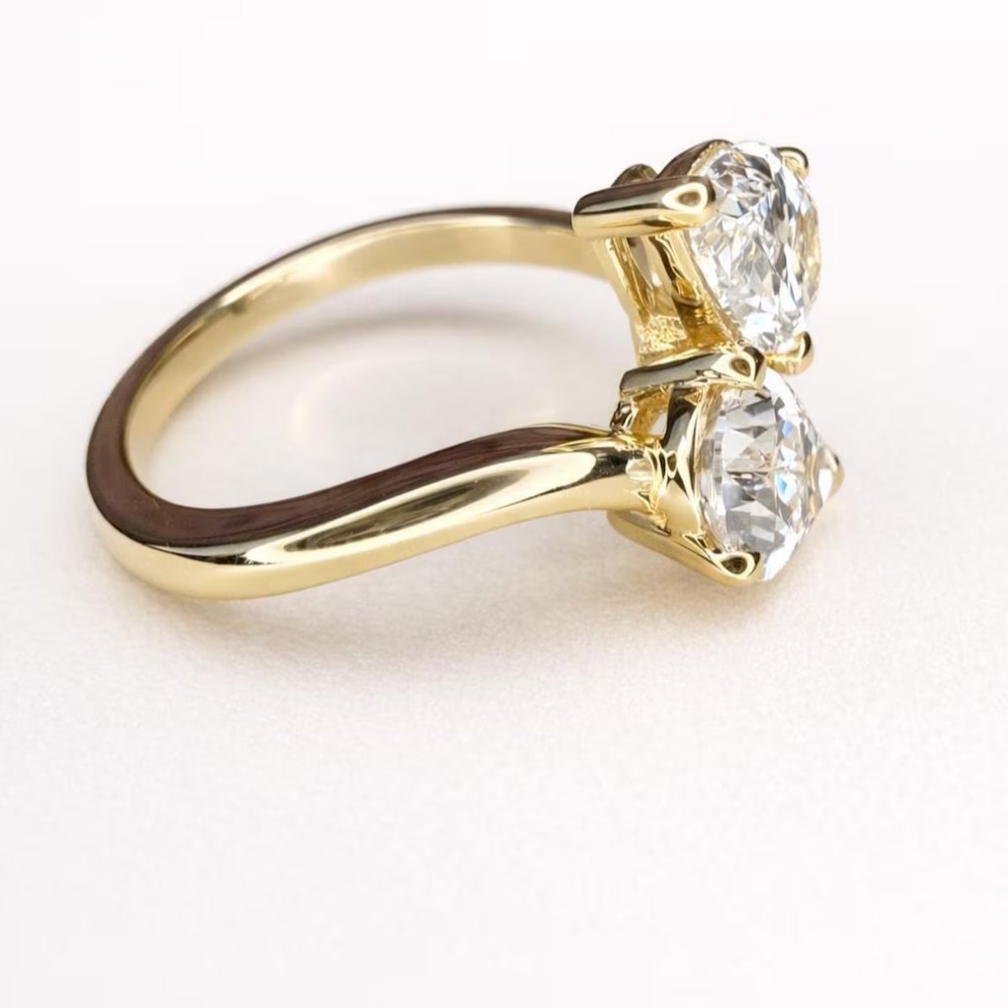 14K Gold Toi et Moi Ring, 2.00 CTW Pear Lab Grown Diamond Engagement Ring #8867