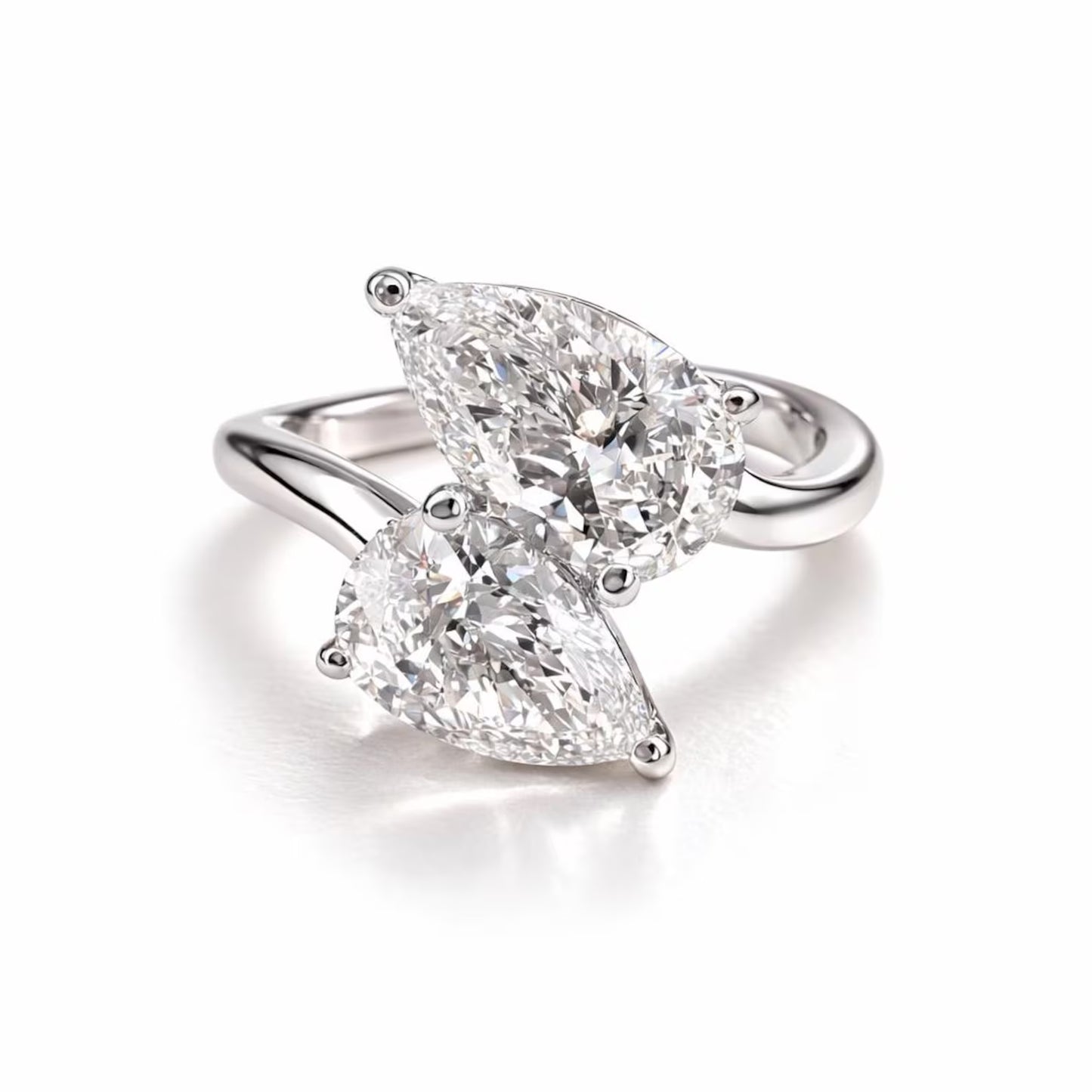 14K Gold Toi et Moi Ring, 2.00 CTW Pear Lab Grown Diamond Engagement Ring #8867